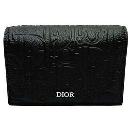 Dior Gravity Leather Card Holder Black Black