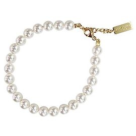Saint Laurent Bracciale in perle di vetro con logo Bianco