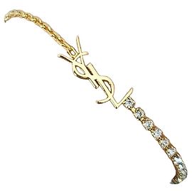 Saint Laurent Bracciale a catena con charm in strass Cassandra D'oro