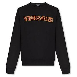 Versace Logo-bestickter Sweatshirt Schwarz