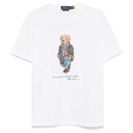 Ralph Lauren T-Shirt aus Baumwolljersey im klassischen Schnitt mit Bär Weiß