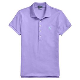Ralph Lauren Polo-Shirt aus Stretch-Baumwolle mit gesticktem Pony-Logo, kurzärmlig Lila