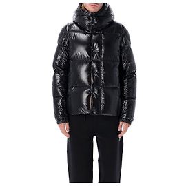 Moncler Giacca corta in piuma con cappuccio Parana Nero