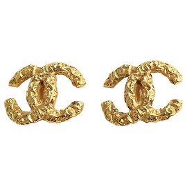 Chanel Vintage Gold CC Logo Clip-On Ohrringe Golden