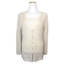 Escada Conjunto de malha com contas em marfim Branco