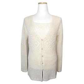 Escada Ivory Perlen Strick-Set Weiß