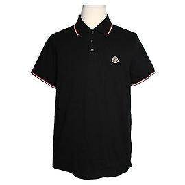 Moncler Schwarzes Piqué-Hemd für Herren Schwarz