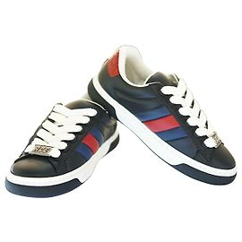 Gucci Men's Leather Sneakers Black AADMG Black