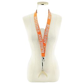 Burberry Colar de nylon laranja com logotipo Kingdom Branco