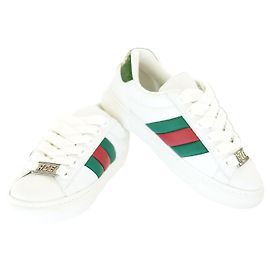 Gucci Baskets en cuir blanc pour hommes AADMG Blanc