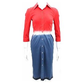 Prada Abito camicia bicolore Blu