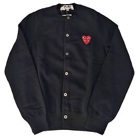 Comme Des Garcons Damen Strickjacke mit doppeltem Herz schwarz Schwarz