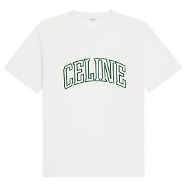 Céline Oversized T-Shirt aus Baumwolljersey Off-White Grün College Grün