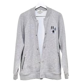 Hermès Mini Leather Patch Bomber Jacket Silvery
