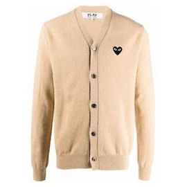 Comme Des Garcons Cardigan de lã com patch de coração preto AX Marrom