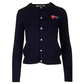 Comme Des Garcons Cárdigan con Parche de Doble Corazón AX Azul