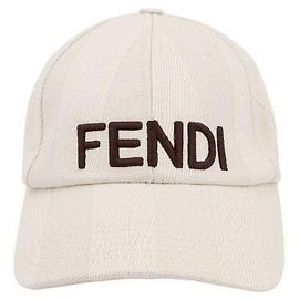 Fendi Beige Pequin Canvas Baseball Cap Brown