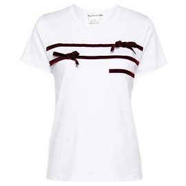 Comme Des Garcons Samt-Ribbon T-Shirt NN Weiß