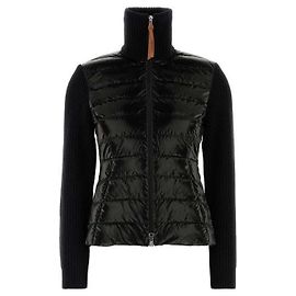 Moncler Cardigã de lã com zíper acolchoado Preto