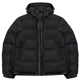 Moncler Jaqueta acolchoada com logo Garoa Patch Preto