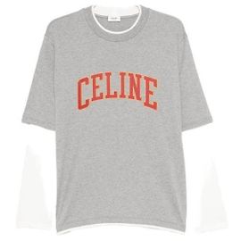 Céline Camiseta de manga larga en jersey de algodón Castaño