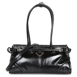 Prada Mittlere Lederhandtasche Schwarz