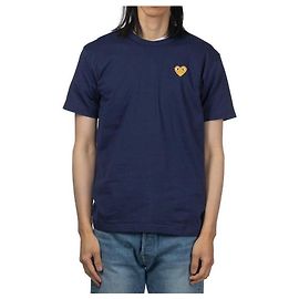 Comme Des Garcons Camiseta de manga curta com patch em forma de coração dourado AX Azul