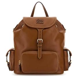Miu Miu Leather Backpack Large Brown