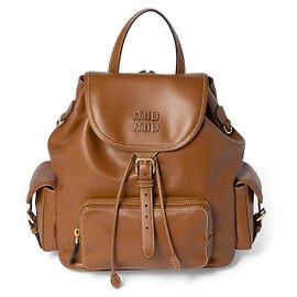 Miu Miu Mittlerer Leder-Rucksack Braun