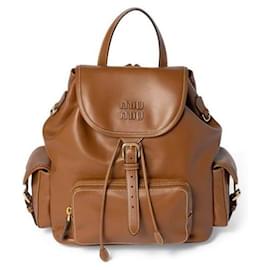 Miu Miu Leather Backpack Medium Brown