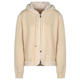 Moncler Baumwollmischung Zip-Up Cardigan Weiß