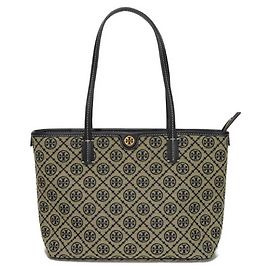 Tory Burch T Monogram Small Zip Tote Shoulder Bag Navy blue