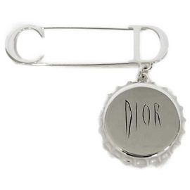 Silberne Metallbrosche Christian Dior Silber