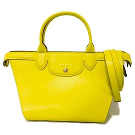 Bolsa de ombro em couro de bezerro Le Pliage Heritage da Longchamp Amarelo