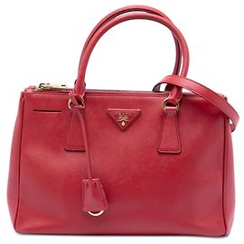 Borsa Prada Galleria Double Zip in Saffiano Lux rossa piccola Rosso