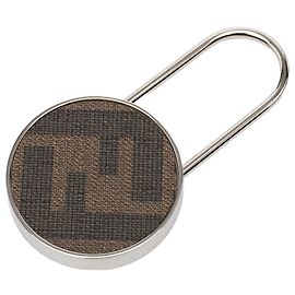Fendi Silver Silver Plated and Coated Canvas Zucca Key Ring Silvery