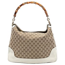 Bolso Diana de lona GG beige con bambú Gucci Beige