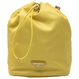 Pochette à cordon en tessuto jaune Prada Jaune