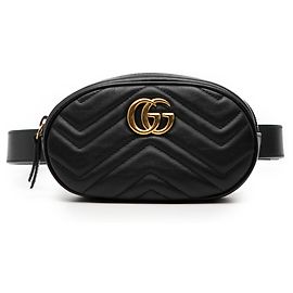 Gucci Black GG Marmont Matelasse Leather Belt Bag Black