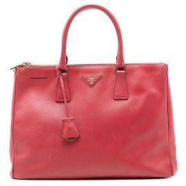 Prada Rote Große Saffiano Lux Galleria Double Zip Handtasche Rot