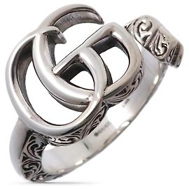 Gucci Silver Sterling Silver GG Marmont Key Ring Silvery