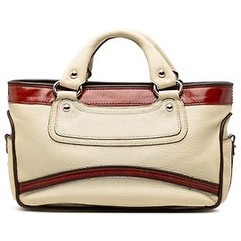 Céline Celine White Tricolor Leather Boogie Handbag White