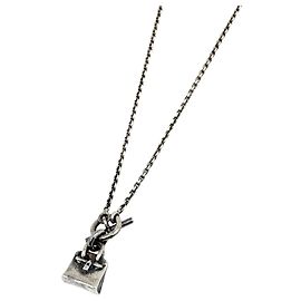Hermès Amulett Birkin Halskette Silber