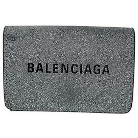 Balenciaga Everyday Tri-fold Geldbörse Silber