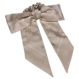 Elástico de cabelo em seda jacquard GG Gucci Dourado