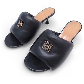 SCARPE LOEWE ANAGRAM 39 SANDALI IN PELLE NERA MULES Nero