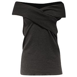 Brunello Cucinelli Off-Shoulder Top aus Dunkelgrauer Kaschmir Grau