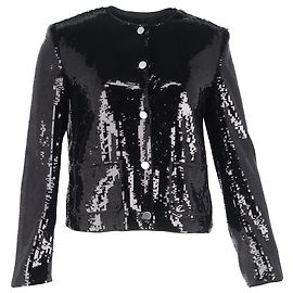 Theory Evening Satin Jacket in Black Sequin Black