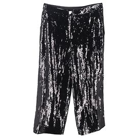 Gerade geschnittene Hosen aus schwarzem Polyester mit Pailletten von Theory Schwarz