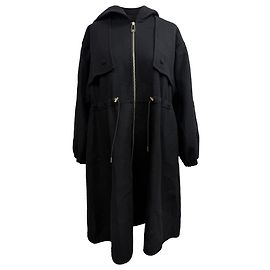 Cappotto con cappuccio e zip Sandro in lana nera Nero